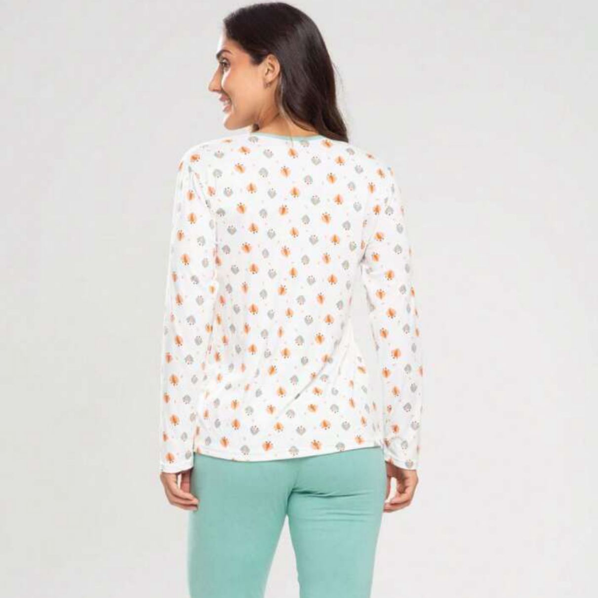 Pijama Feminino Inverno Estampado Verde