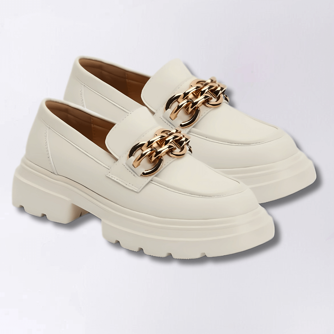 Mocassim Feminino Tratorado Couro Off White