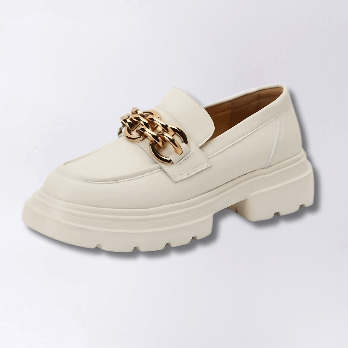 Mocassim Feminino Tratorado Couro Off White