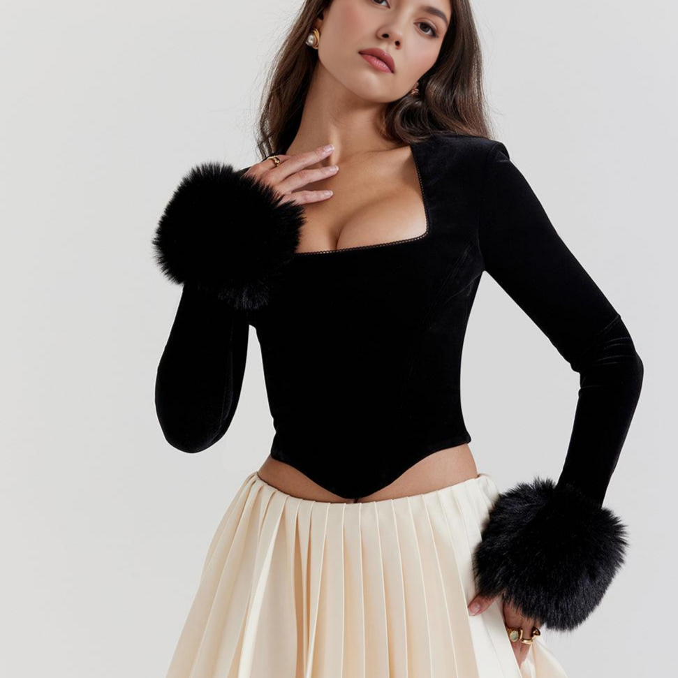 Corset espartilho veludo preto