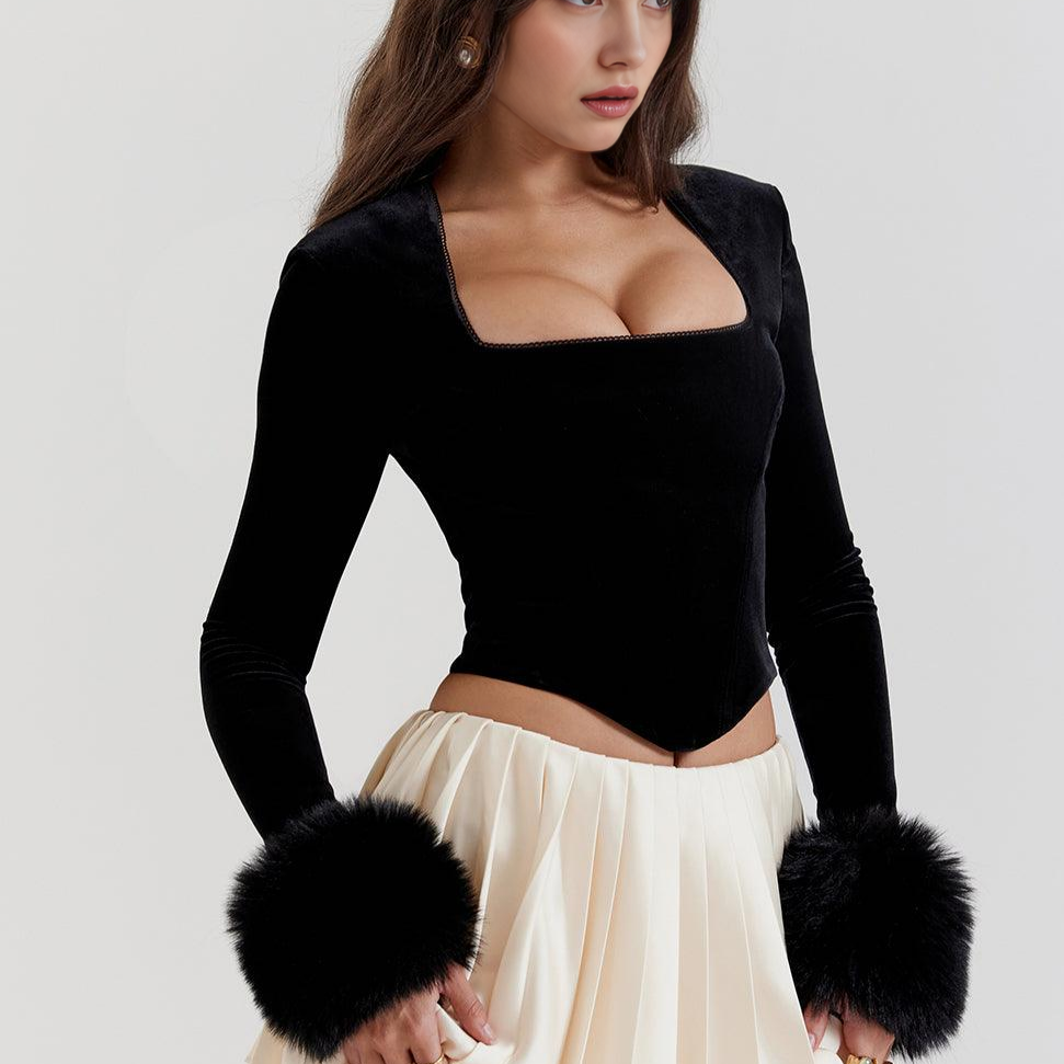 Corset espartilho veludo preto