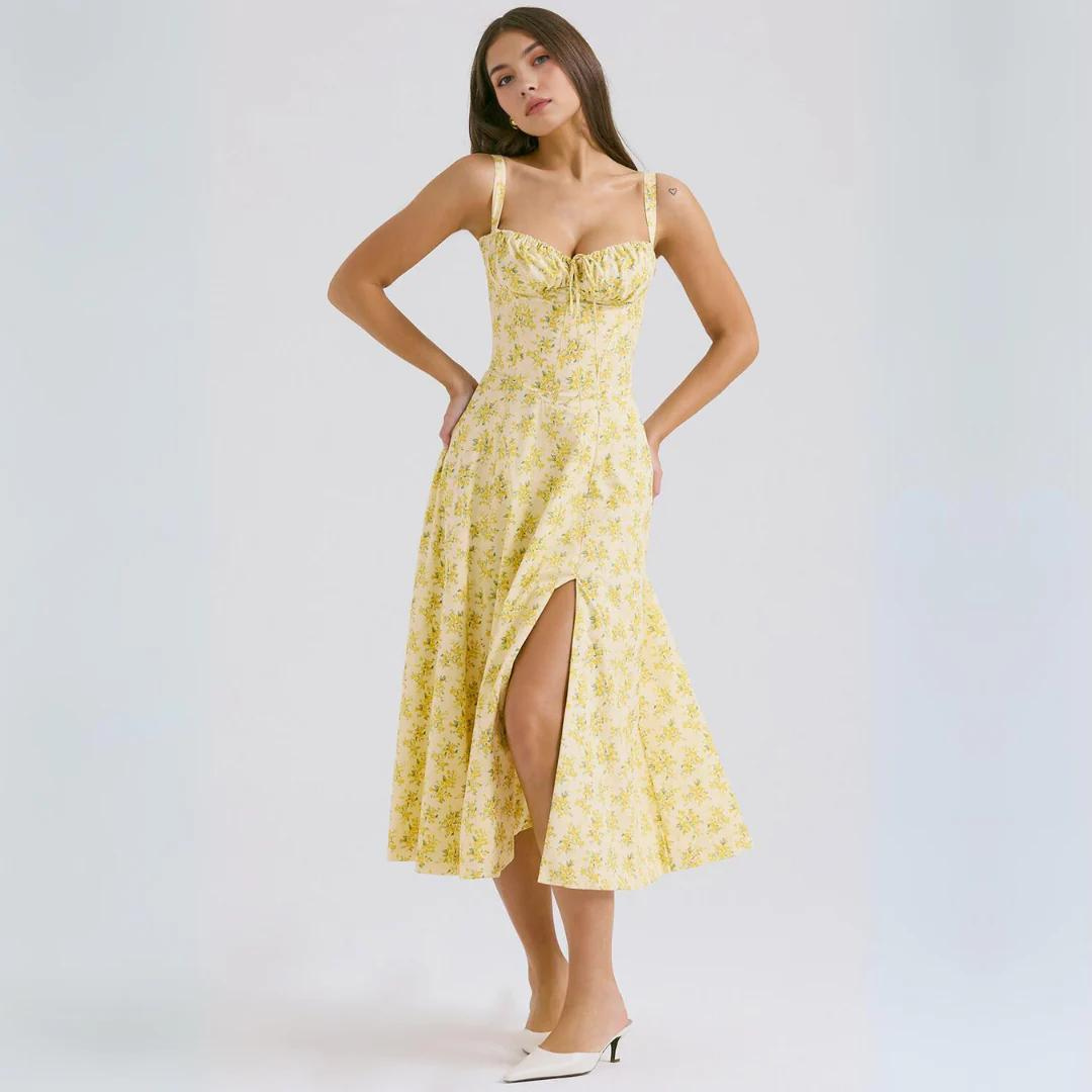 Vestido floral amarelo