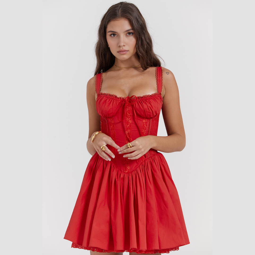 Vestido rodado vermelho